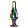 Радужная анальная пробка Rainbow Metal Plug Small - 9,4 см., фото