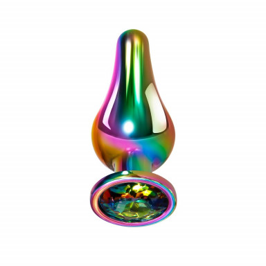 Радужная анальная пробка Rainbow Metal Plug Small - 9,4 см. фото 2