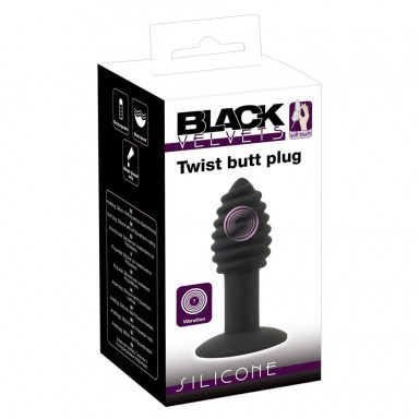 Черная анальная вибропробка Twist Butt Plug - 10,7 см. фото 2