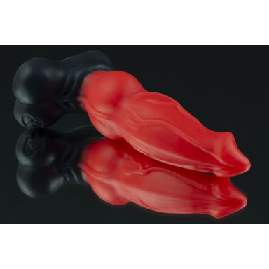 Красно-черный фаллоимитатор собаки Дог mini - 18 см., фото