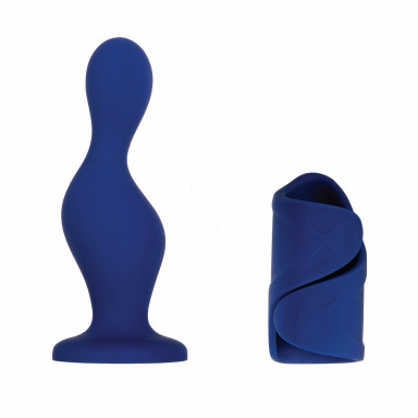 Мужской набор в синем цвете In s Out s: вибромастурбатор и анальный плаг, фото