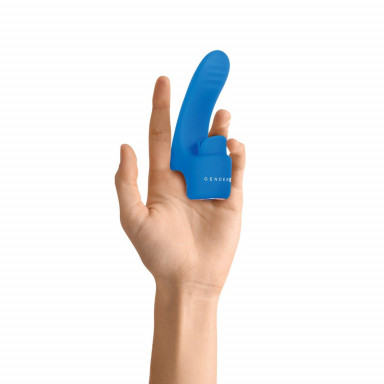 Синяя вибронасадка на палец с подвижным язычком Flick It фото 2