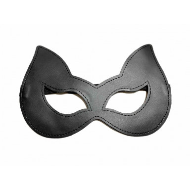 Черная лаковая маска с ушками из эко-кожи фото 2