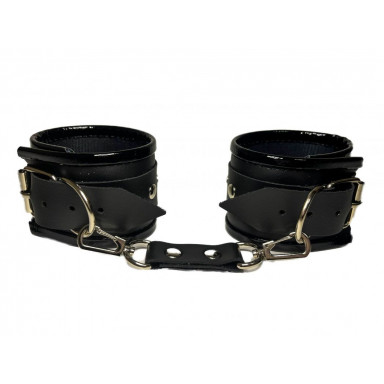 Черные наручники из эко-кожи фото 2