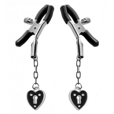 Зажимы на соски с подвесками-замками Charmed Heart Padlock Nipple Clamps, фото