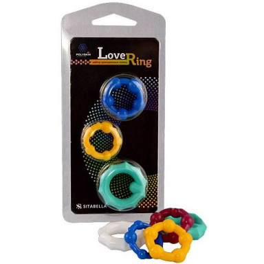 Набор из 3 цветных эрекционных колец Love Ring, фото