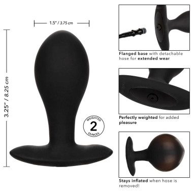 Черная расширяющаяся анальная пробка Weighted Silicone Inflatable Plug Large - 8,25 см. фото 5