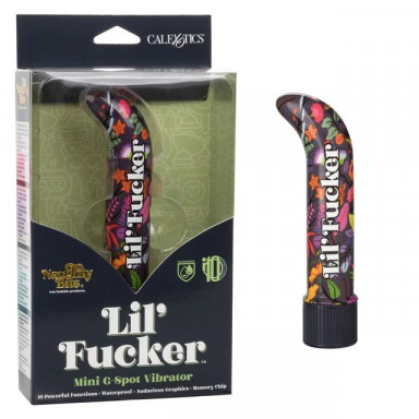 Черный мини-вибратор с цветочным принтом Lil Fucker Mini G-Spot Vibrator - 12,75 см. фото 2