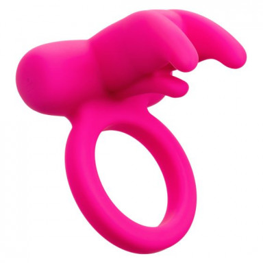 Розовое перезаряжаемое кольцо Silicone Rechargeable Triple Clit Flicker, фото