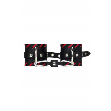 Черные наручники с красной окантовкой фото 3