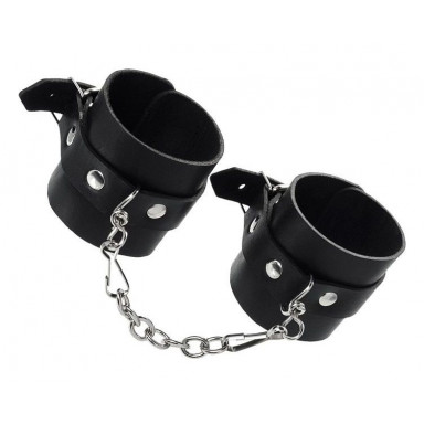 Черные однослойные кожаные наручники, фото