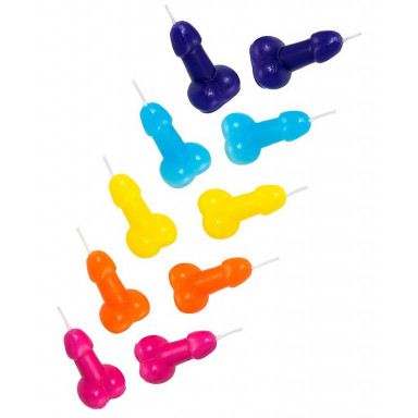 Набор из 10 разноцветных свечей «Мини пенис», фото