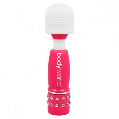 Розово-белый жезловый мини-вибратор с кристаллами Mini Massager Neon Edition, фото