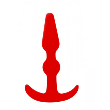 Красная анальная втулка T-SHAPE SILICONE BUTT PLUG RED - 8,9 см., фото