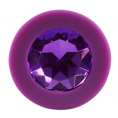Фиолетовая анальная пробка с кристаллом - 8 см. фото 3
