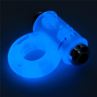 Голубое, светящееся в темноте эрекционное виброкольцо Lumino Play Vibrating Penis Ring фото 2