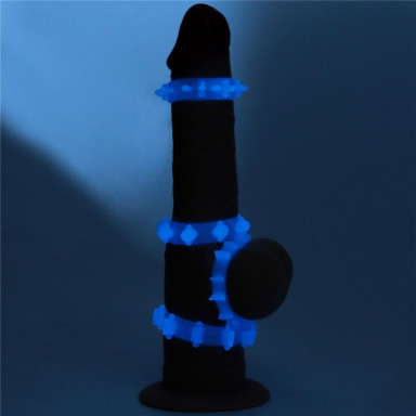 Набор из 4 голубых, светящихся в темноте эрекционных колец Lumino Play фото 3
