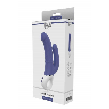 Синий анально-вагинальный вибратор Double Pleasure - 23,5 см. фото 5