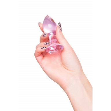 Розовая анальная втулка из стекла - 8,5 см. фото 5