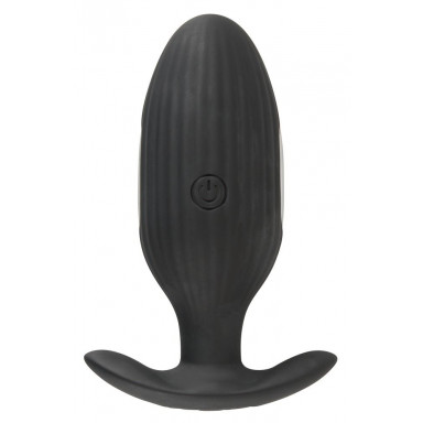 Черная анальная втулка с вибрацией и электростимуляцией Vibrating E-Stim Butt Plug - 9,2 см. фото 2