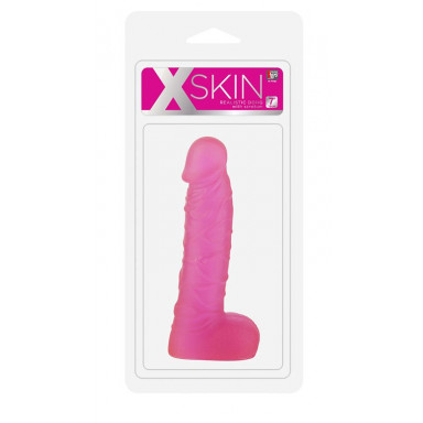 Розовый фаллоимитатор XSKIN 7 PVC DONG TRANSPARENT PINK - 18 см. фото 2