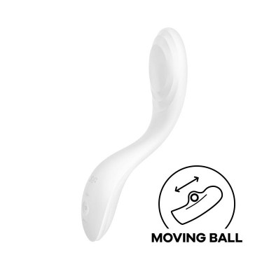 Белый вибромассажер Rrrolling Pleasure с движущимся шариком - 23 см. фото 4