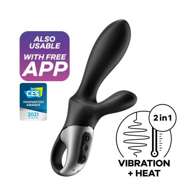 Черный анальный вибратор Heat Climax+ с функцией нагрева - 20,6 см. фото 4