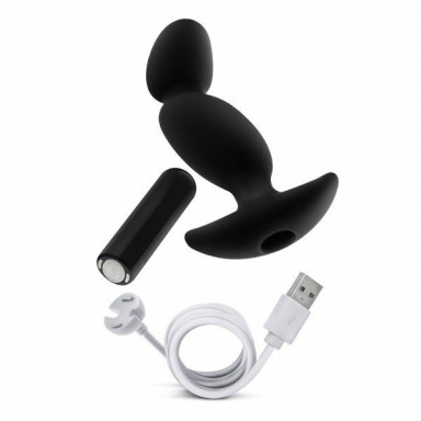 Черный анальный вибратор Silicone Vibrating Prostate Massager 04 - 16,5 см. фото 4