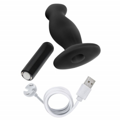 Черный анальный вибромассажёр Silicone Vibrating Prostate Massager 02 - 10,8 см. фото 7