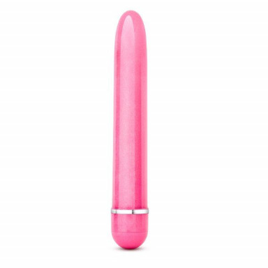 Розовый тонкий классический вибратор Slimline Vibe - 17,8 см., фото
