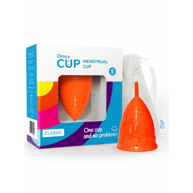 Оранжевая менструальная чаша OneCUP Classic - размер S фото 2