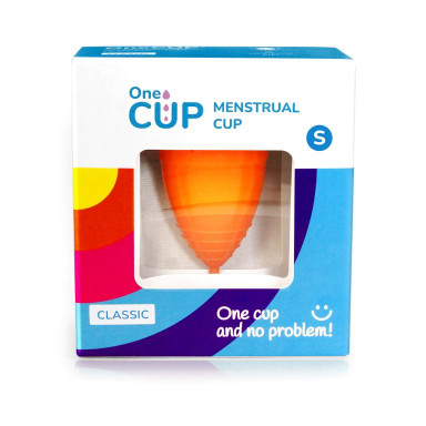 Оранжевая менструальная чаша OneCUP Classic - размер S фото 5