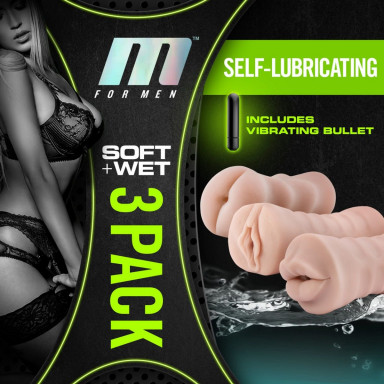 Набор из 3 мастурбаторов и вибропули 3-Pack Self-Lubricating Vibrating Stroker Sleeve Kit фото 5