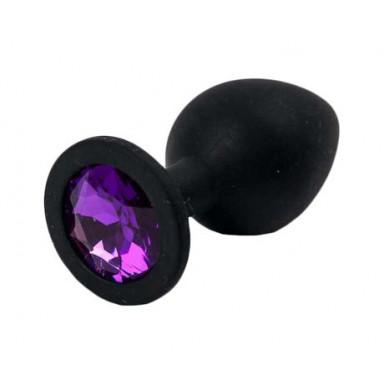 Черная силиконовая пробка с фиолетовым стразом - 7 см., фото