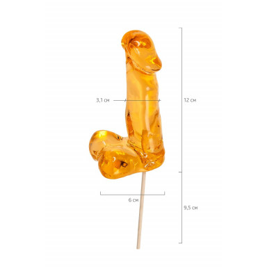Оранжевый леденец в форме пениса со вкусом аморетто фото 6
