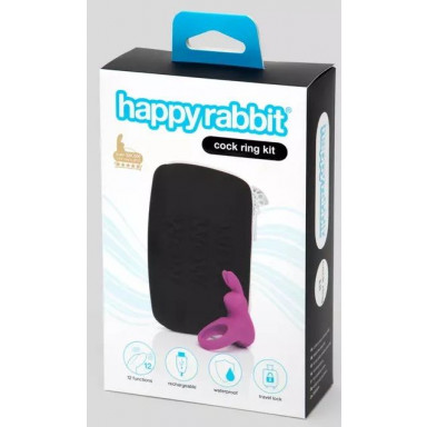 Фиолетовое эрекционное виброкольцо Happy Rabbit Cock Ring Kit фото 7