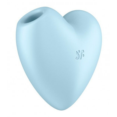 Голубой вибромассажер Cutie Heart с вакуум-волновой стимуляцией, фото