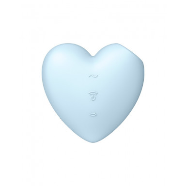 Голубой вибромассажер Cutie Heart с вакуум-волновой стимуляцией фото 4