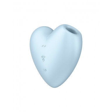 Голубой вибромассажер Cutie Heart с вакуум-волновой стимуляцией фото 5
