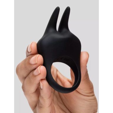Черное эрекционное виброкольцо Sensation Rechargeable Vibrating Rabbit Love Ring фото 3