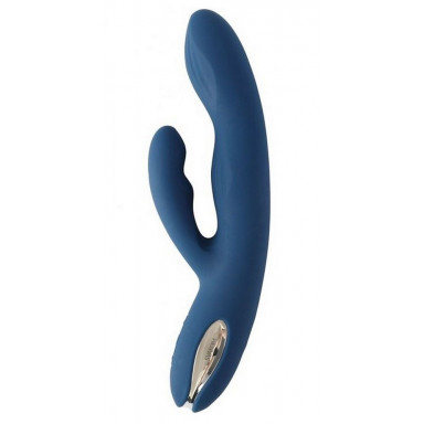 Синий вибратор-кролик Aylin с пульсирующей головкой - 21,5 см., фото