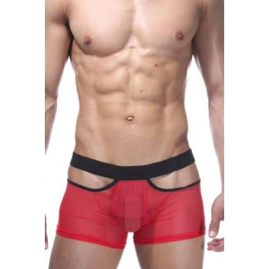 Откровенные трусы-боксеры из полупрозрачной ткани, L-XL, красный, черный, фото