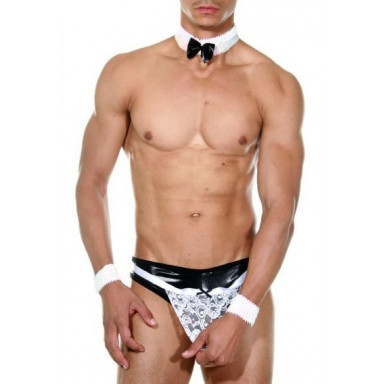 Черно-белый костюм сексуального официанта, S-M, черный, белый, фото
