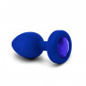 Синяя вибропробка Vibrating Jewel Plug L/XL - 11 см., фото
