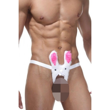 Эротические мужские трусы в виде зайца с доступом, L-XL, белый, фото