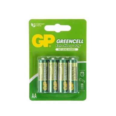 Батарейки солевые GP GreenCell AA/R6G - 4 шт., фото