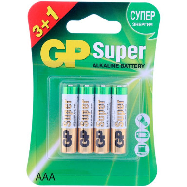 Батарейки GP Super Alkaline ААA/LR03 24А - 3+1 шт., фото