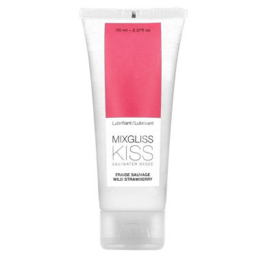 Смазка на водной основе Mixgliss Kiss с ароматом земляники - 70 мл., фото