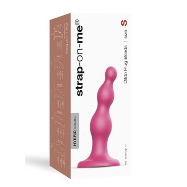 Розовая насадка Strap-On-Me Dildo Plug Beads size S фото 2