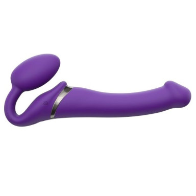 Фиолетовый безремневой вибрострапон Silicone Bendable Strap-On - size M, фото